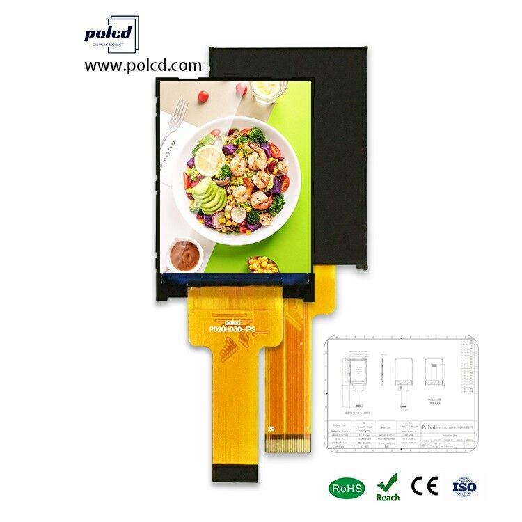 Polcd 2 inch TFT Module IPS Screen 240x320 MCU interface Transmissive ST7789V 300 nit 20 pin TFT LCD Display
