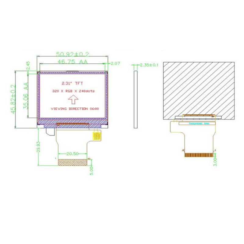 Polcd 8080 MCU 16 Bit 320 X 240 Display ILI9342C Medical Display LCD 300 Nit