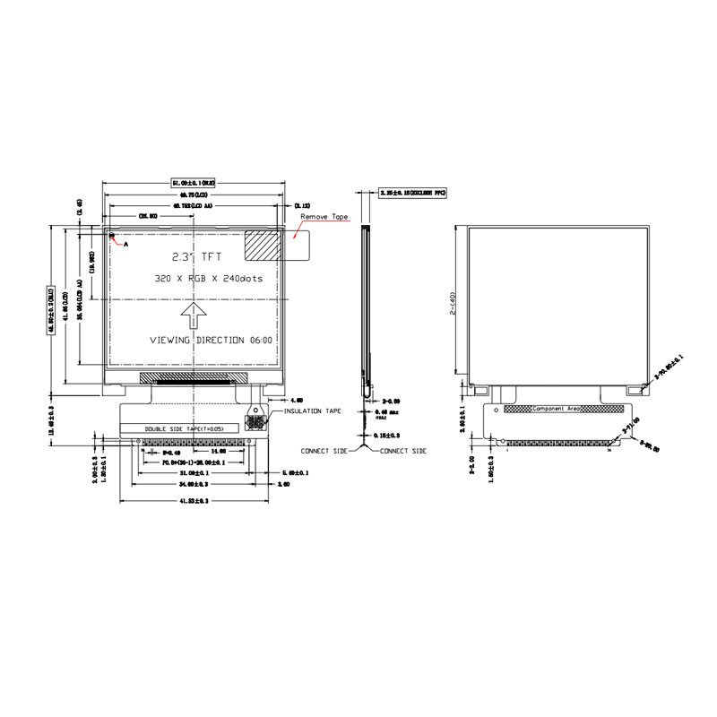 Polcd ILI9342C 2,31 pulgadas Lcd 8080 MCU 16 Bit 320x240 Pantalla Lcd 300 Nit