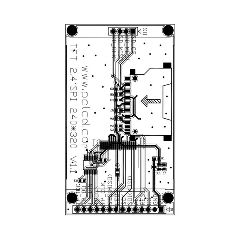 Polcd 18 Pin 260 NIT Pantalla Tft de 2,4 pulgadas 240X320 Pantalla táctil capacitiva Lcd
