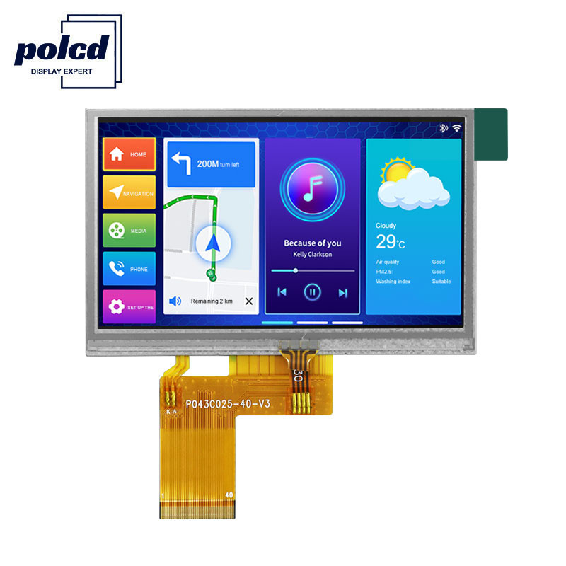 Polcd ILI6485 480x272 Tft Lcd Display Pantalla táctil resistiva TFT de 4,3 pulgadas Pin 40