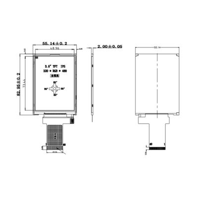 Polcd 350 Nit 800X480 Pantalla Ips de 5 pulgadas Pantalla 18 BIT RGB Ips Tft 153 * 153 Um